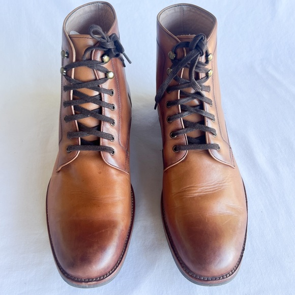 🌻SOLD Warfield and Grand Court Boot Lace Up Brown Leather 13 - Picture 3 of 12